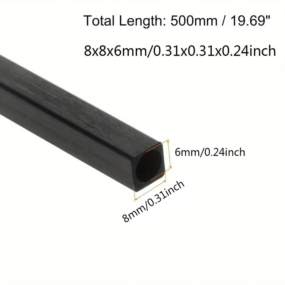 1-2-3-6pcs Carbon Fiber Square Tube Length X 500mm Outer Diameter 2mm 3mm 4mm 5mm 6mm 8mm 10mm Pultruded Carbon Fiber Tube image 13