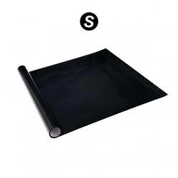 Sleek Black Static Cling Aquarium Background - Removable Waterproof PVC Decor Film (Black S)