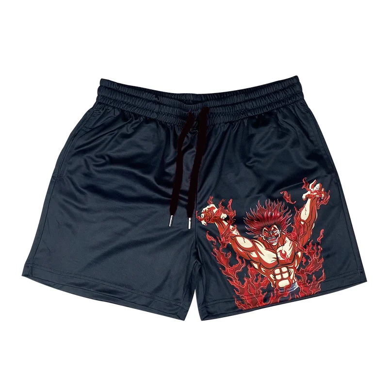 

Baki Anime Gym Shorts Men Yujiro Hanma 3D Printed Anime Shorts Quick Mesh Dry Casual Short Pants for Fitness Workout Running