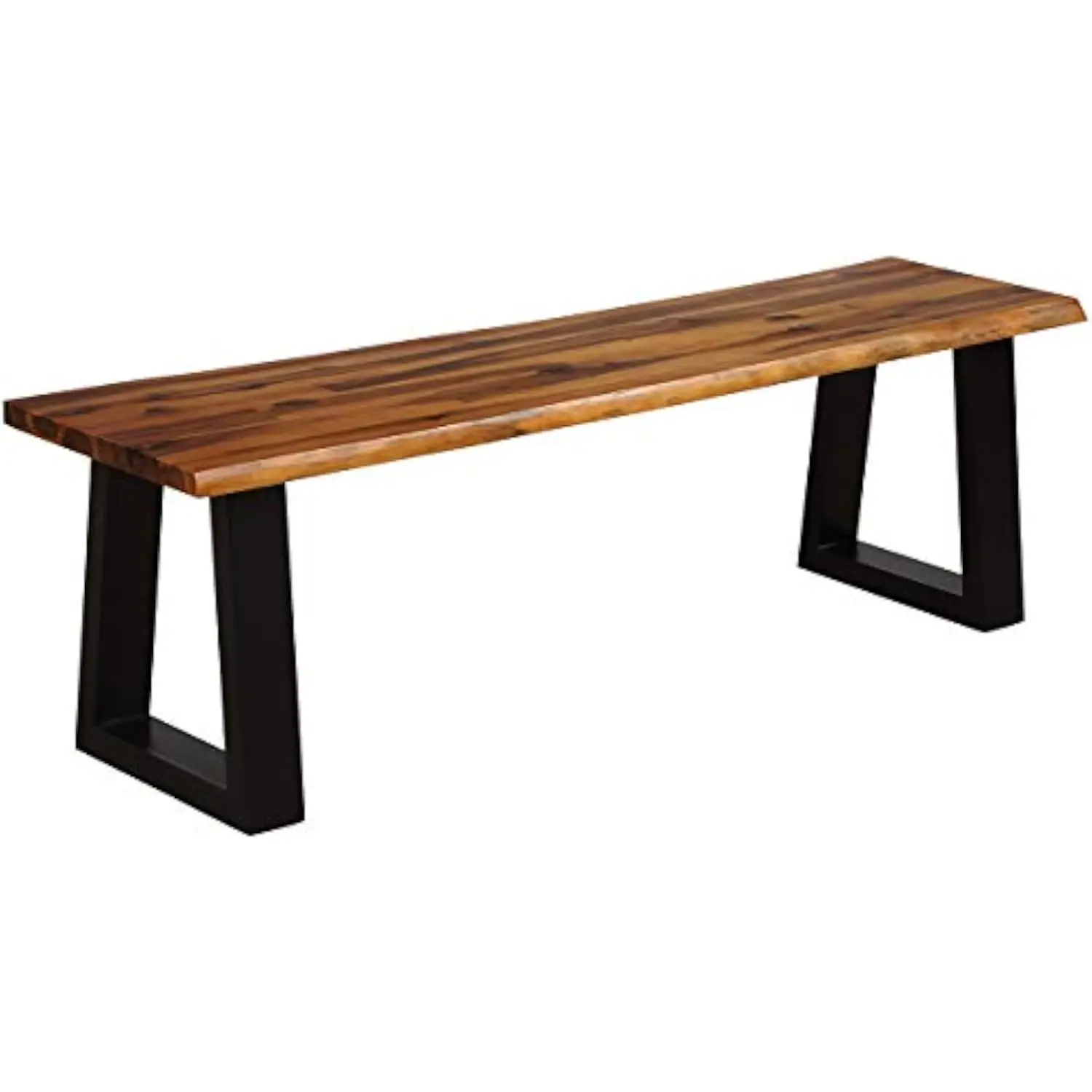Wooden Dining Bench Seating Chair Rustic Indoor Outdoor Furniture Rustic Brown Black 2