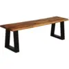 Wooden Dining Bench Seating Chair Rustic Indoor Outdoor Furniture Rustic Brown Black 2