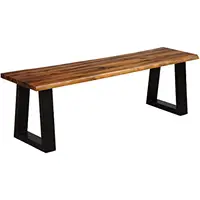 Wooden Dining Bench Seating Chair Rustic Indoor Outdoor Furniture Rustic Brown Black 2