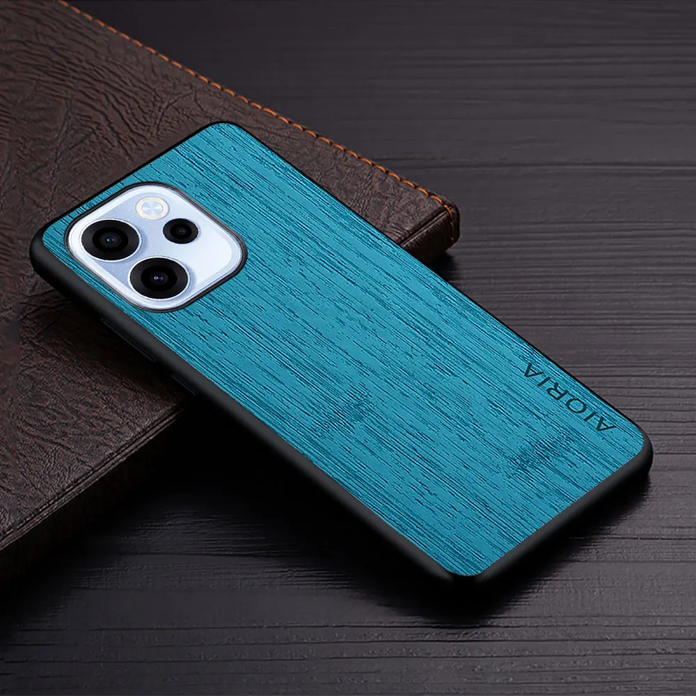Wood Grain PU Leather Phone Case - Premium Cover