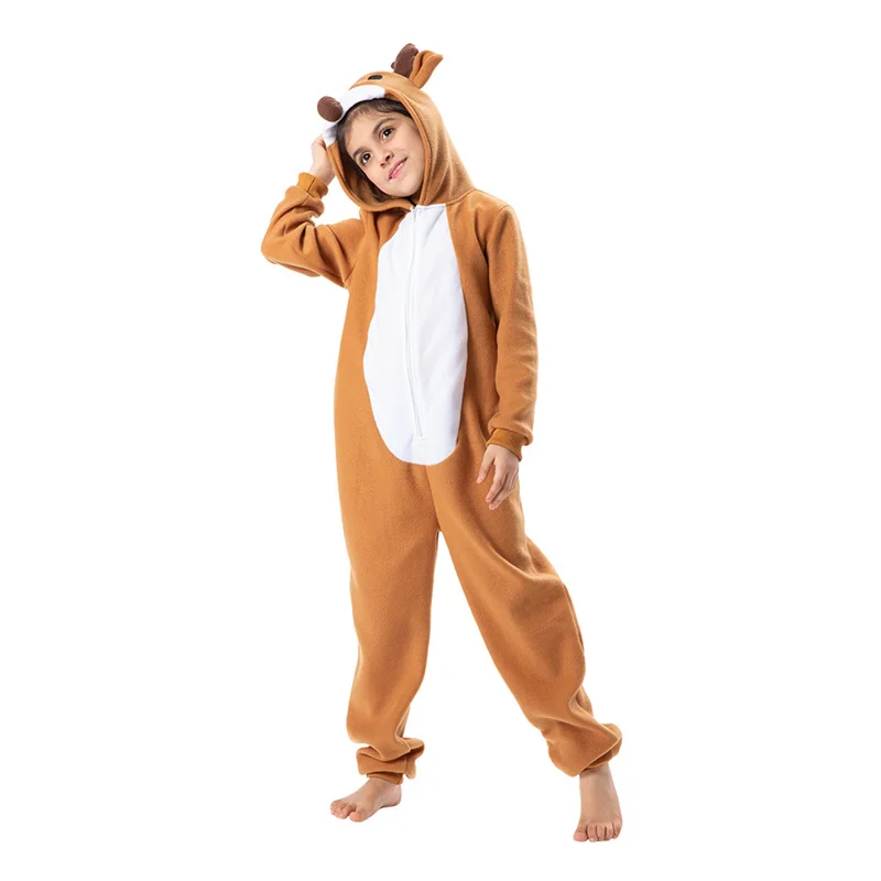 Christmas Elk Pajamas Kigurumi Children Animal Onesies Boys and Girls Sleepwear Pijamas Anime Cartoon Cosplay Hooded Nightgown