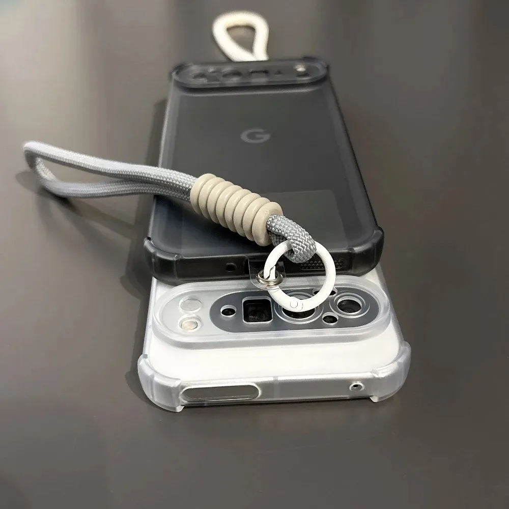 Translucent Soft TPU Phone Case with Lanyard Wrist Strap and Impact Protection