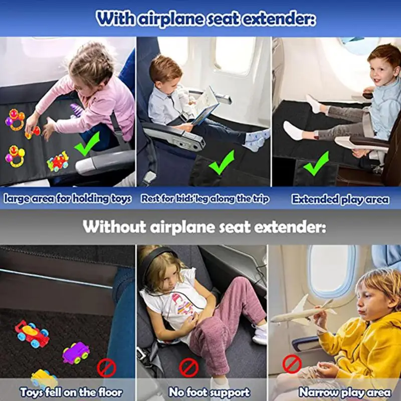 Kids Airplane Travel Bed Portable Kids Airplane Seat Extender Leg Rest Travel Footrest Hammock Mat Accessories