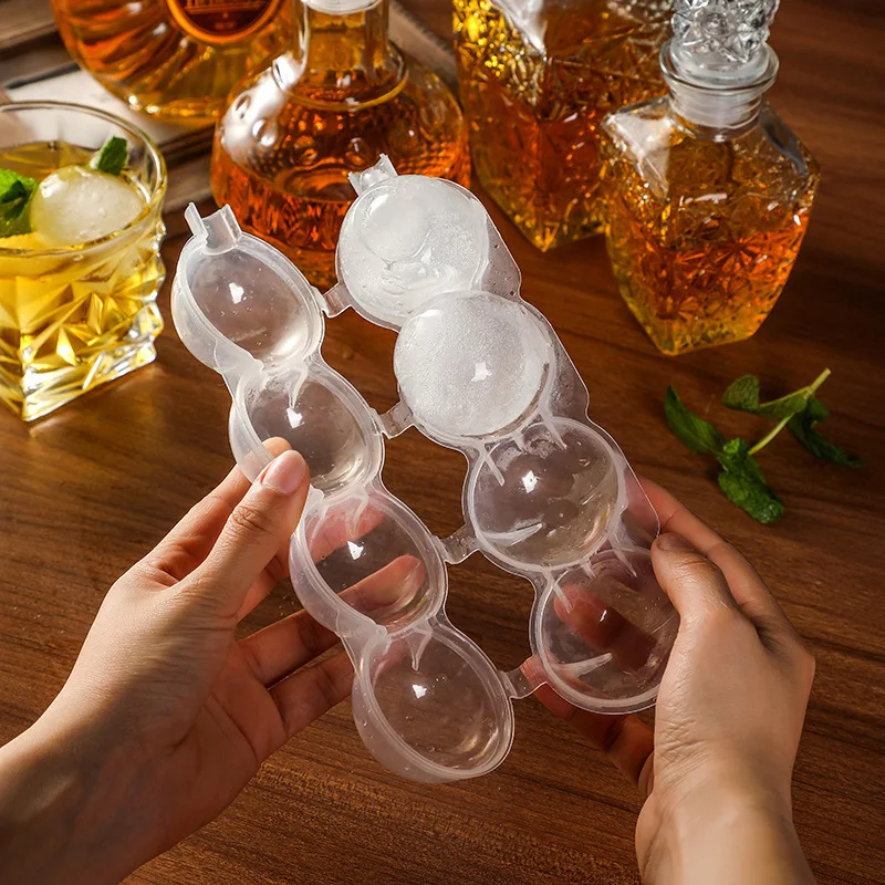 2Pcs Ice Cube Makers Round 4 Hole Ice Hockey Mold Whisky Cocktail