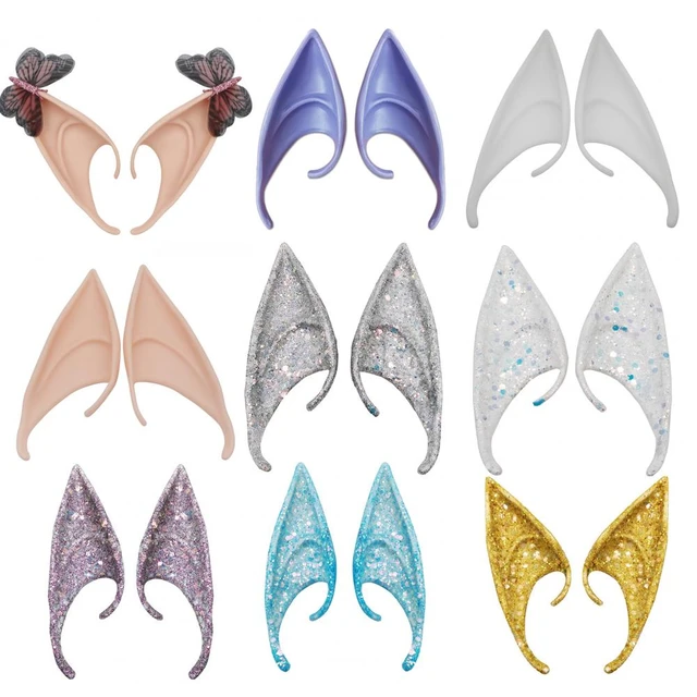 Elf Ears Cosplay Accessories, 2 Pairs Fairy Ears Halloween Wings Pixie  Anime Elf Ear for Christmas Theme Party