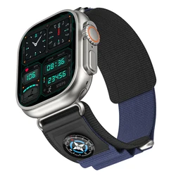 Premium Sports Nylon Band with Alpine Loop for 42mm 44mm 45mm (Black Blue)