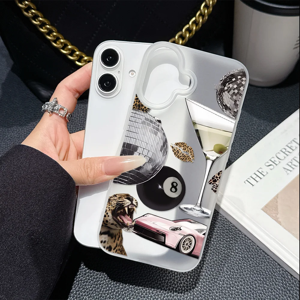 Trendy Disco Ball Leopard Matte Shockproof Phone Case