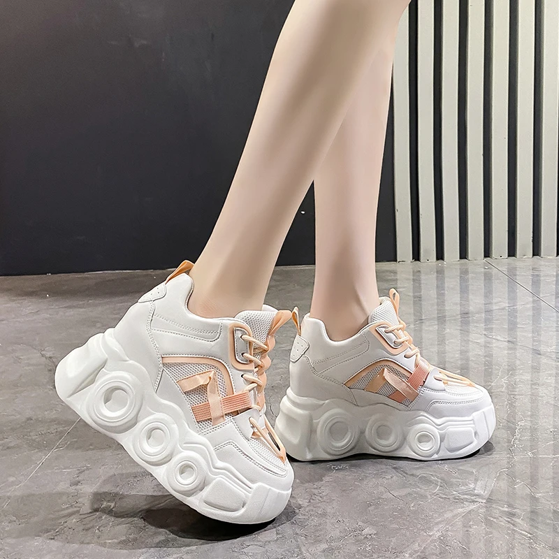 2021 Autumn Women Chunky Sneakers Breathable Mesh Casual Shoe 10cm Wedge  Heels Platform Shoes Chaussures Femme Sports Dad Shoes - Women's Vulcanize  Shoes - AliExpress