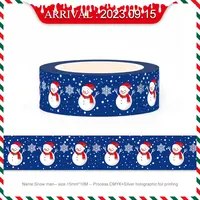 1X 10M Deco Silver Snowflake Foil Christmas Trees Glove Santa Claus Snowman Masking Washi Tape for Diary Scrapbooking Stationery 2