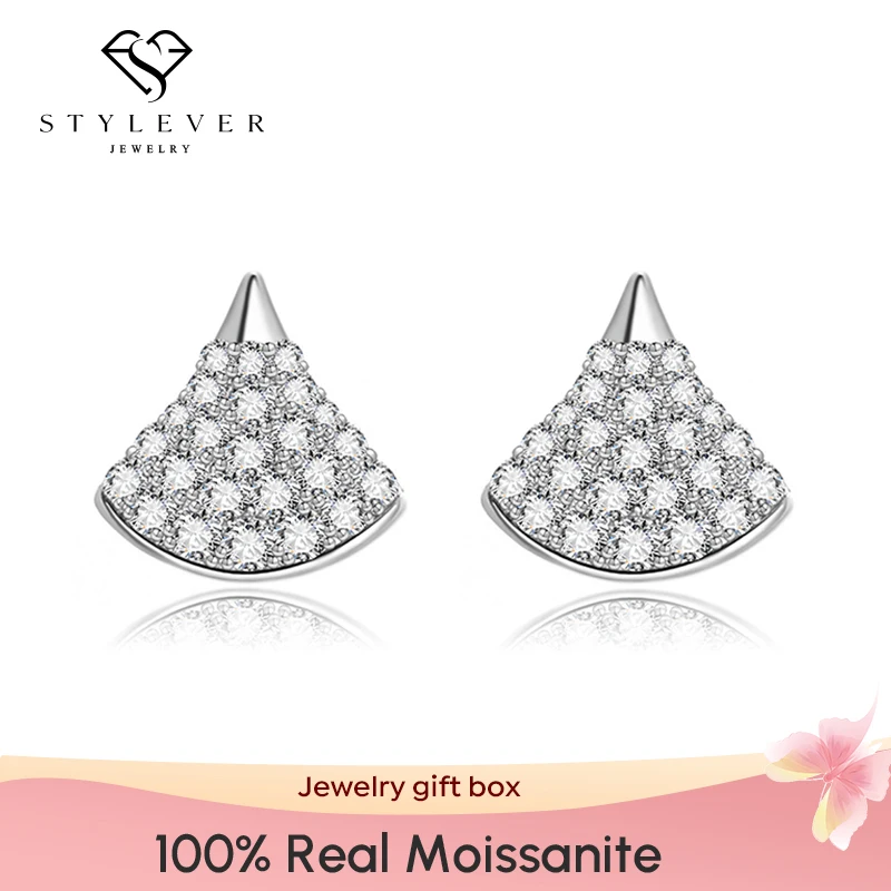 

Stylever Moissanite Diamond Skirt Stud Earrings for Women Real 925 Sterling Silver Plated White Gold High Quality Fine Jewelry