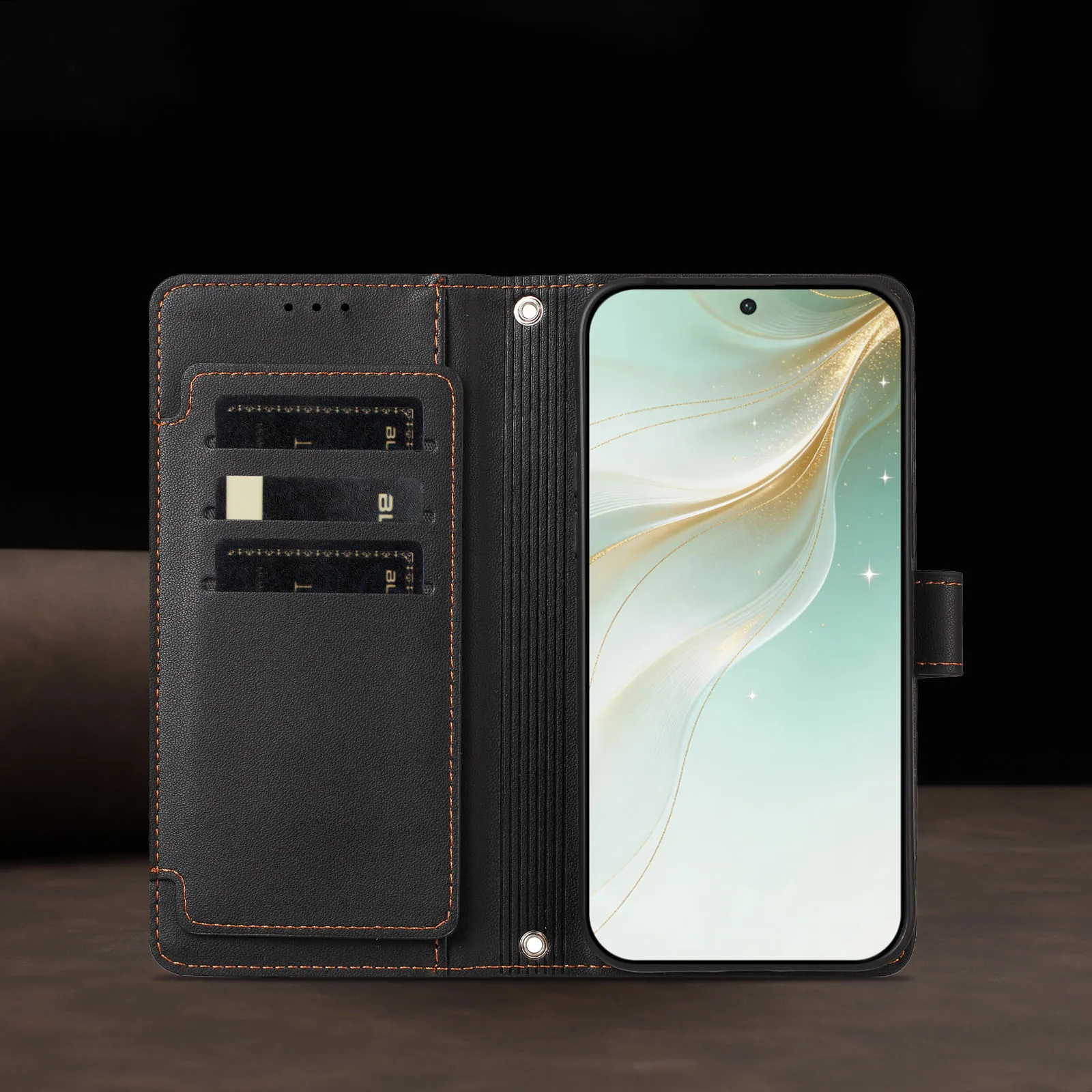 Luxury Leather Flip Phone Case with 9 Card Slots and Strap Book Wallet Design