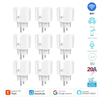 와이파이 스마트 소켓 전원 모니터, EU 플러그, 무선 원격 제어 타이머 콘센트, 투야 스마트 라이프 알렉사 구글 홈 지원, 20A
