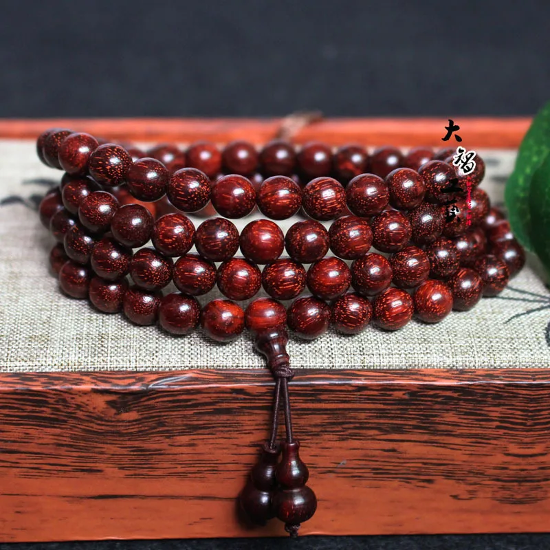 

India Pterocarpus Santalinus 108 8mm Bracelet with Gourd