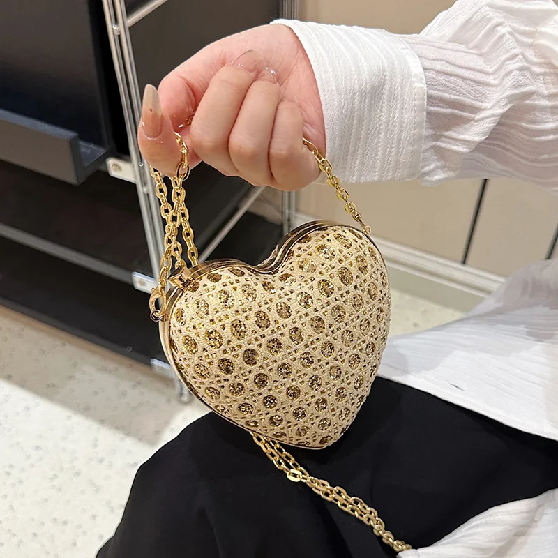Evening Bag Clutch Bag Luxury Love Heart Diamonds Exquisite Design for Ladies Girls Party Wedding Purse Clutches shoulder bags,women evening bag
