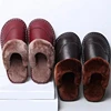 Autumn Winter New Thick Leather Cover Toe Warm Breathable Woman Couple Household Indoor Non-slip Waterproof Cotton Slippers Man 1