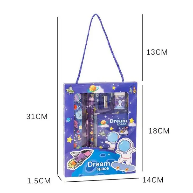 6Pcs/Set Schooes Cute Cartoon Capybara Pencil Stationery Set Kawaii Eraser Pencil Sharpener Children Student Stationery Supplies