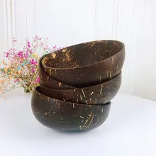 Natural Coconut Bowl Wood Coconut Tableware Wood Spoon Dessert Salad Rice Shell Bowl Set Handmade Crafts Coconut shell Smoothie