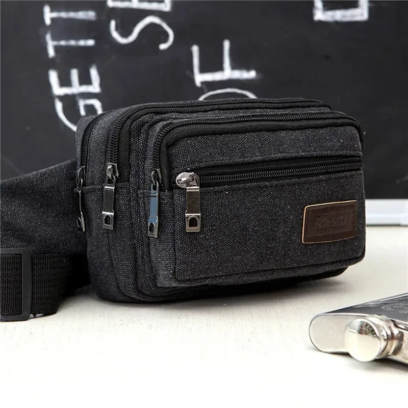 Leinwand Taille Tasche Outdoor Sport Multifunktionale Männliche Taille Pack Hohe Qualität Langlebig Hohe kapazität Taschen Tragbare Telefon Geldbörse – Detail 5