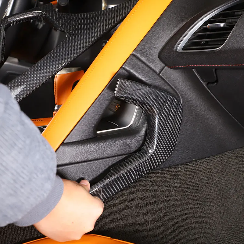 

For Chevrolet Corvette C7 14-19 Real Carbon Fiber Car Center Control Handle Decorative Frame Cover Trim Sticker Auto Accessories