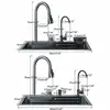 Dark Grey Nano Kitchen Sink Above Mount Washing Basin Chopping Board 304 Stainless Steel Single Grey Kitchen Sink Kitchen Faucet 6