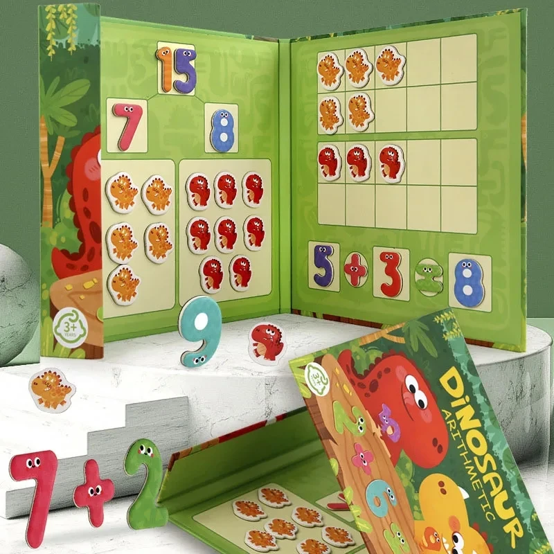 Children's Wooden Dinosaur Arithmetic Book Math Addition Subtraction Decomposition Math Toys Educational Toys Montessori Games