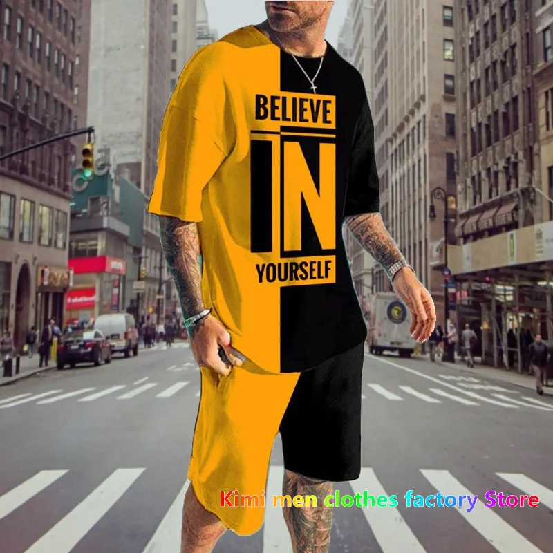 

New Fashion Summer 2 Piece Sets Tracksuit Men's Oversized Clothes Retro Beach Style 3D Printing t shirts Men Suit Tshirt Shorts