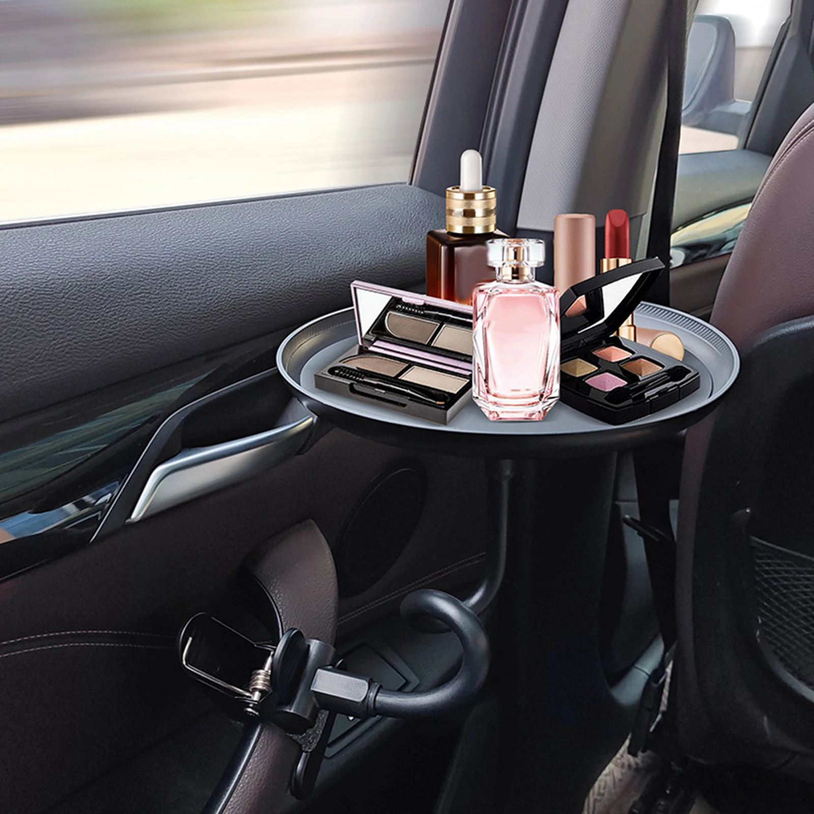 Car Storage Gadget Car Food Tray Non-Skid ABS Organizer Adjustable Mount Fit for Automobile