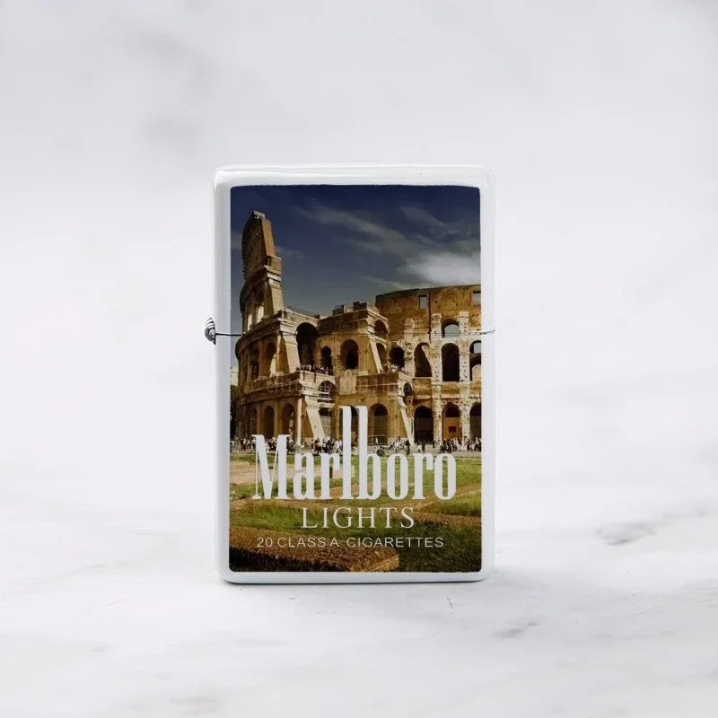 Marlboro Creative and Personalized Grinding Wheel Kerosene Lighter Gift Box World-famous Scenic Spots Men's Gift Wholesale