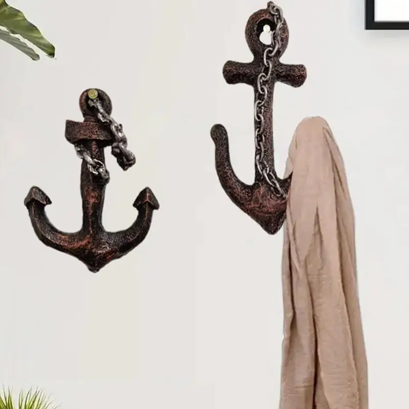 Nautical Wall Hanger Resin Decorative Wall Mounted Antique Hanger Rustic Coat And Hat For Outdoor Decor Behind-Door