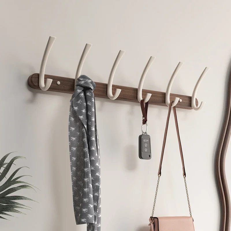 Walnut moon shape hooks fitting room no-hole behind door hangers wall wall hanging entryway entrance clothes hat hooks