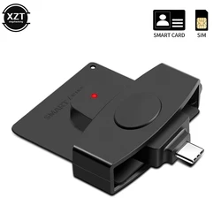 USB Type C Smart Card Reader Adapter for SIM, Bank Chip, and CAC Cards (Black)