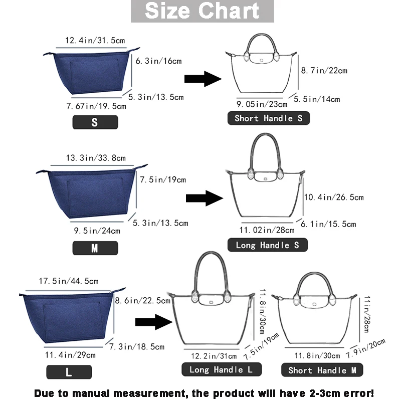 EverToner Felt Cloth Bag For LONGCHAMP Bag liner Multi-functional Travel  Insert Bag Makeup Organizer Dumpling Shape lined Bag - AliExpress