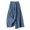Summer Pants for Women Cotton Linen Large Size Wide Leg Pants Femme Arts Style Elastic Waist Solid Casual Loose Pantalon 1