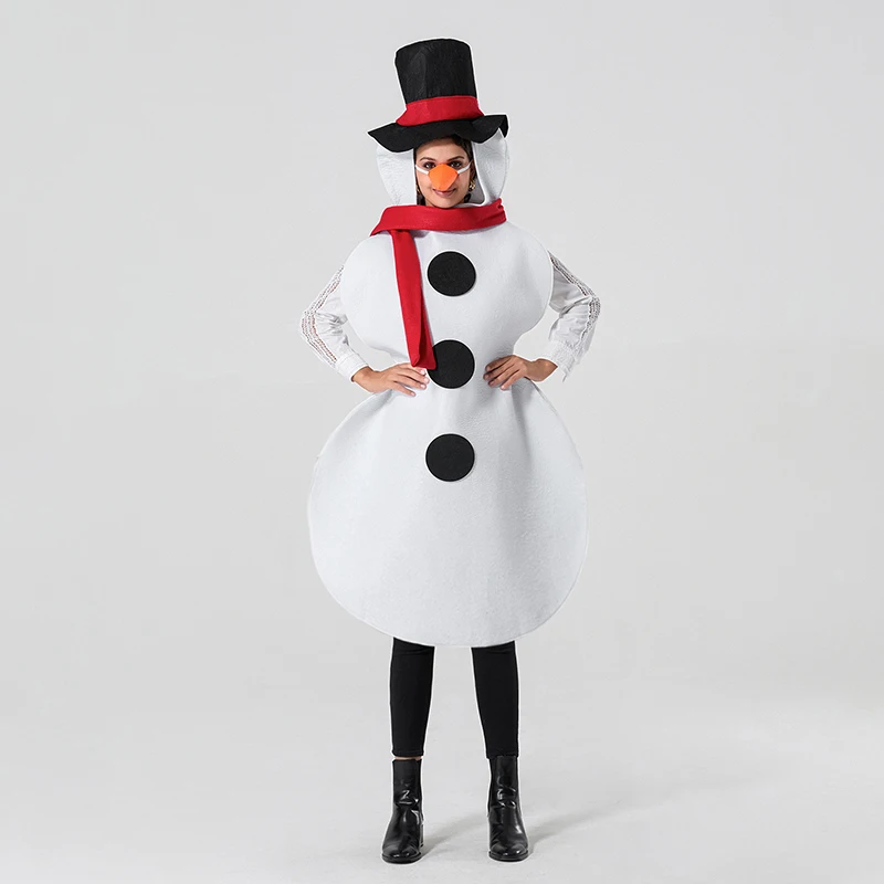 Women Men Snowman Costume Long Sleeve Snowman Outfit Christmas