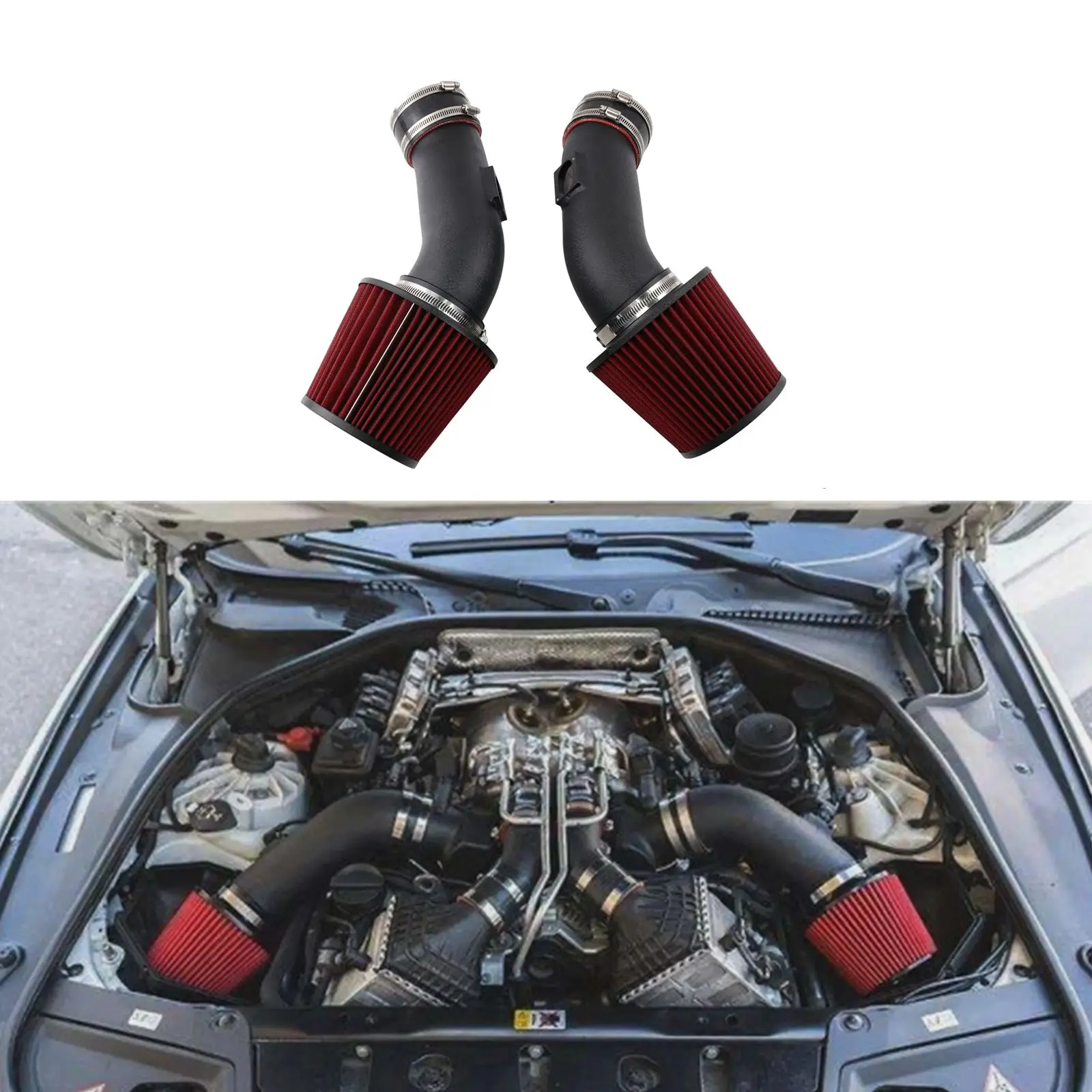 BMW M5 M6 F10 F11 F12 F13 S63 4.4T용 자동차 엔진 냉기 흡입 필터 튜브 완전 세트