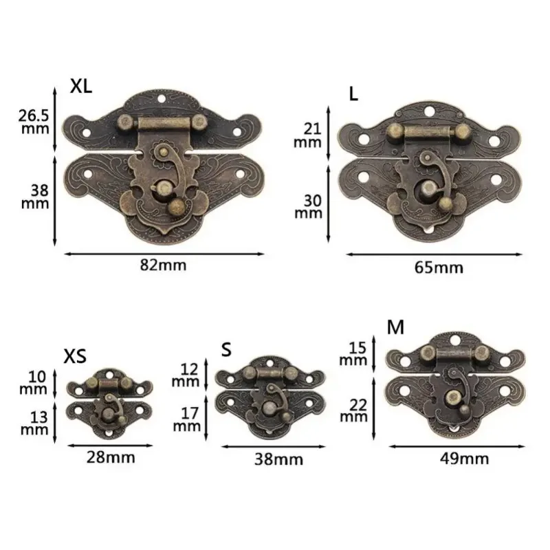 Vintage Retro Notebook Suitcase Wooden Jewelry Box Padlock Latches Hasp Lock Catch Buckle Furniture Hardware Box Latches
