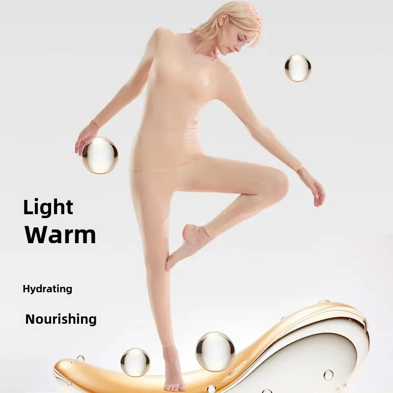 Hyaluronic Acid Beauty Skin Long Sleeve Thermal Seamless Lightweight Skin Bottom Autumn Trousers Suit Warm Base Bra Women thermal underwear thermal underwear set