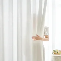 2025 New 1PC French Sheer Layered White Curtains Translucent Modern Minimalist Window Curtain Curtains for Living Room 2