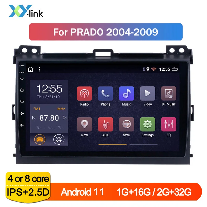 Автомобильный мультимедийный Dvd-плеер на Android 11 система GPS-навигации для Toyota LAND