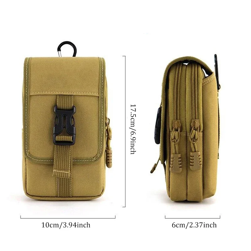 EDC Molle Nylon Bag Purse Double Layer Outdoor Waterproof  Waist Fanny Pack Men Phone Pouch Camping Hunting Tactical Waist Bag 4