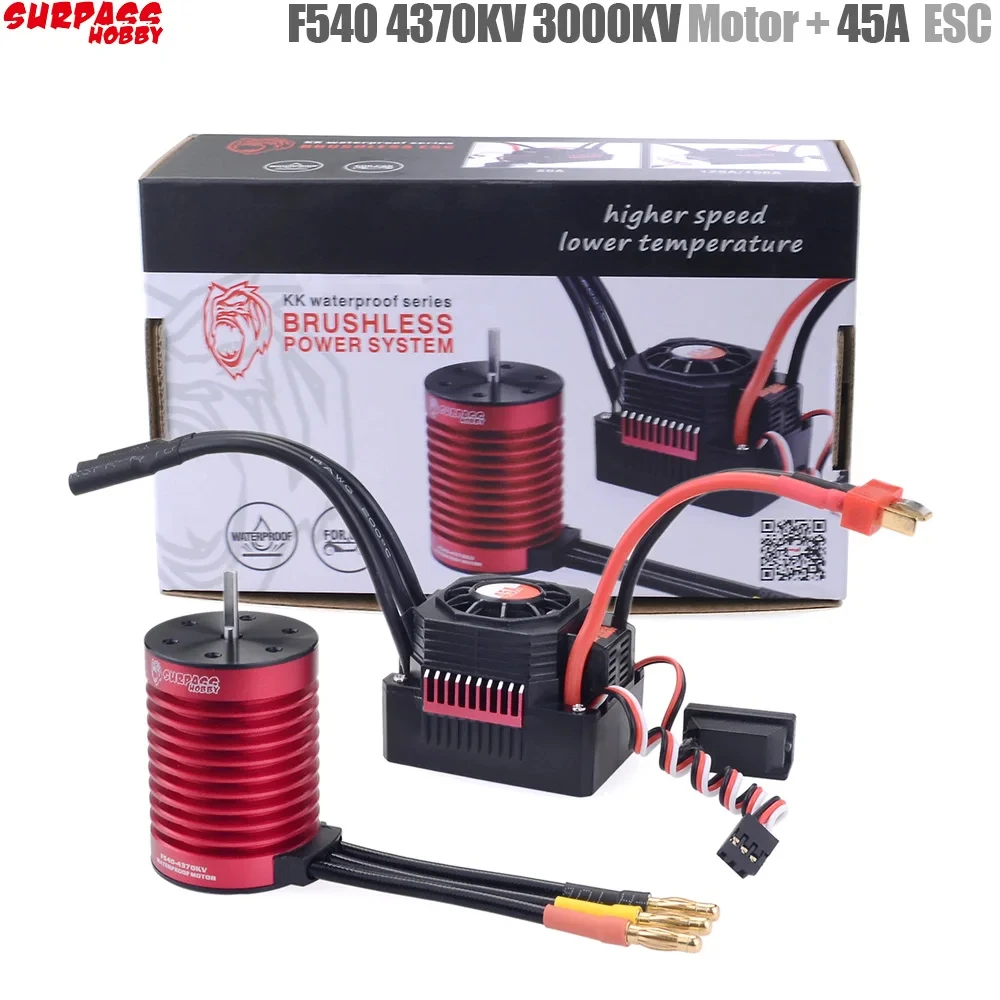 SURPASS HOBBY KK водонепроницаемый комбинированный F540 3000KV 4370KV бесщеточный двигатель w/ 45A бесщеточный ESC для 1/10 RC Car / Tamiya Axial Redcat