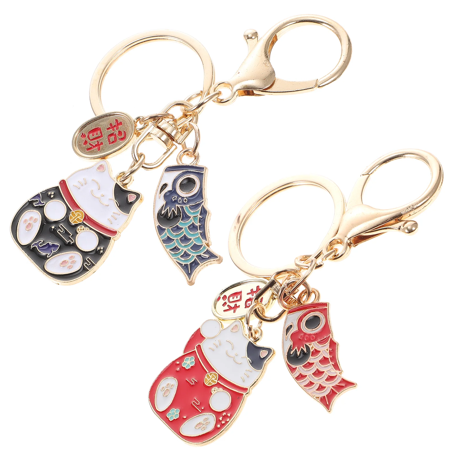 

Nuobesty Bag Charms Key Ring Cat Key Chain 2Pcs Lucky Cat Keychain Maneki Neko Fortune Japanese Cat Keyring For Car Purse