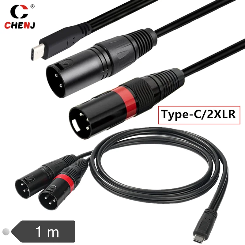 1pcs 1m USB-C- XLR   ̺ -C-2 XLR  º ȭ Ʈ Macbook ׼