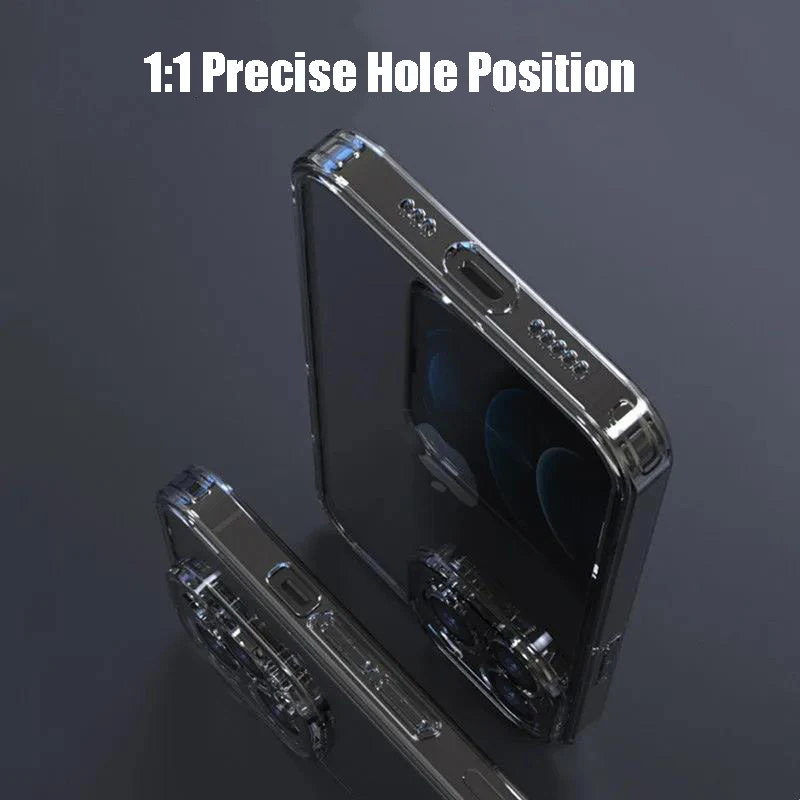 Durable Transparent Shockproof Tempered Glass Phone Case with Clear Hard Bumper