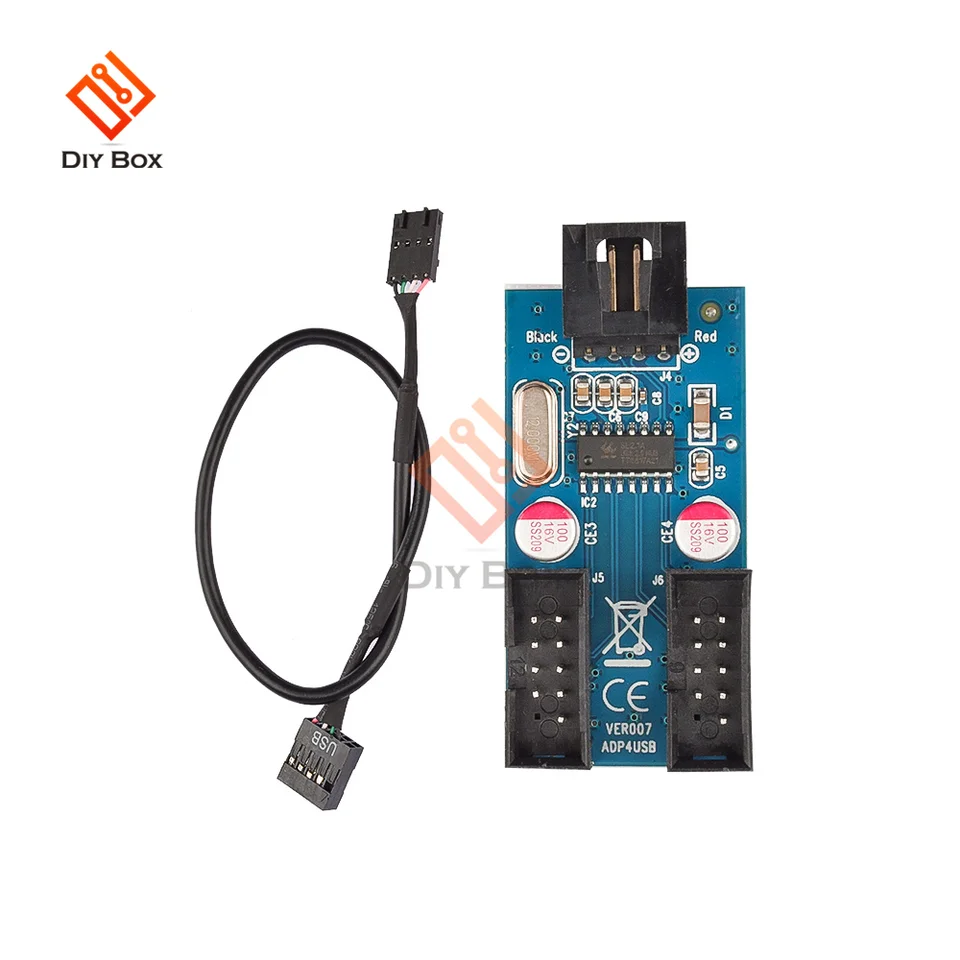 Krytavo Hub USB 2.0 Interno 9 Pin - 1 A 4 Porte, Prolunga 30 Cm Per Scheda Madre