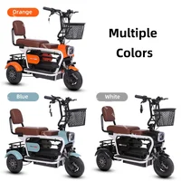 Scooter électrique tendance pour 2 personnes avec cage pour animaux/handcuffs pliables, tricycle électrique compact 600W pour famille, adultes, femmes, personnes âgées 4