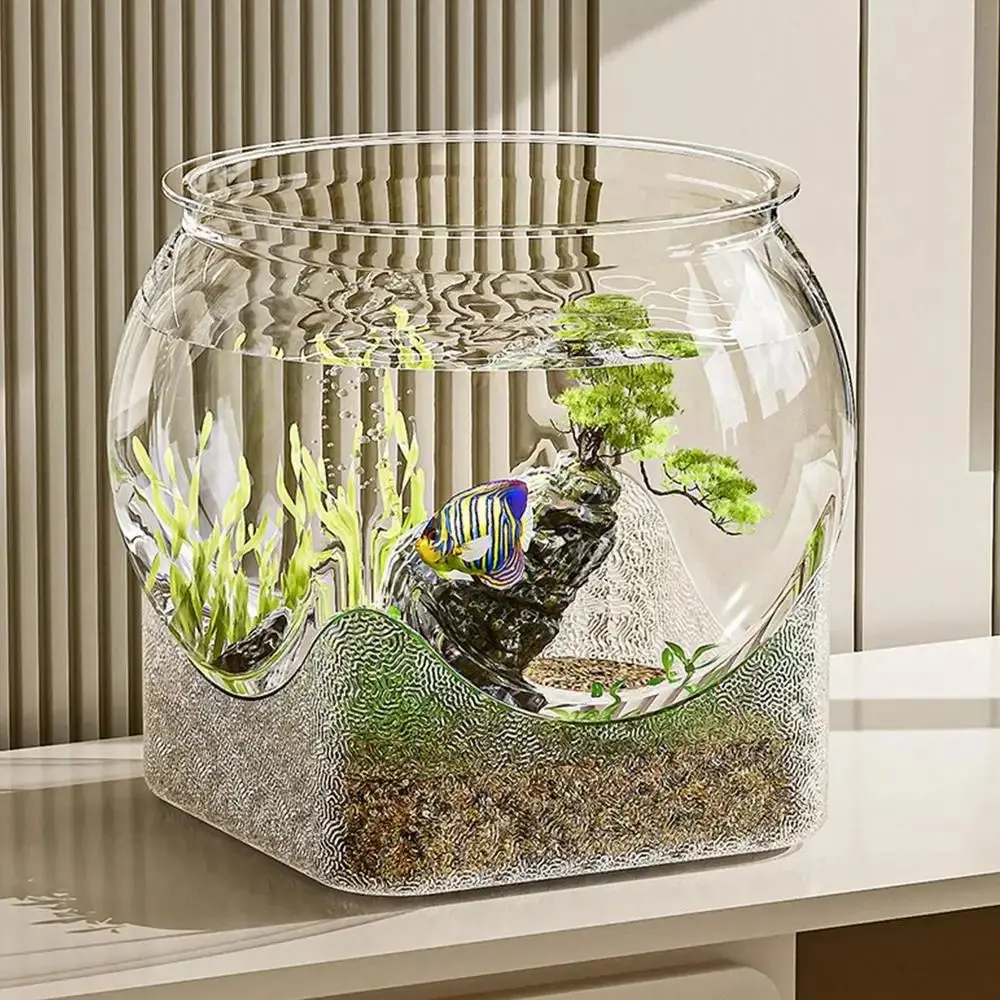Fish Aquarium Clear Round Fish Bowl Small Aquariums Flower Vase Centerpiece Desktop Aquarium for Betta Turtle